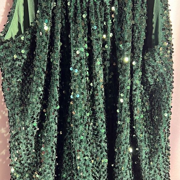 FREE PEOPLE NOVA MINI DRESS SEQUINED EMBELLISHED IN EMERALD NEW - Picture 6 of 8
